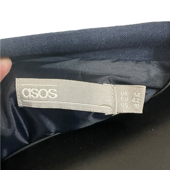 Asos Navy Blue Linen Blend Wide Leg Jumpsuit Sz 10 - Picture 3 of 10